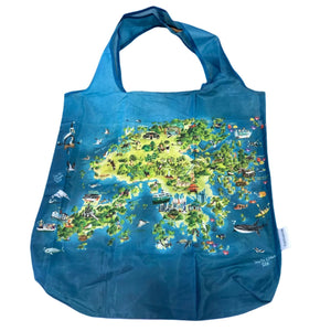 RPET foldable bag - Wildlife Map of Hong Kong | 折疊環保袋 - 香港生態地圖圖案